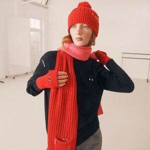 UNIQLO x ANYA HINDMARCH - Heat tech Knit Stole Scarf - Red Pink